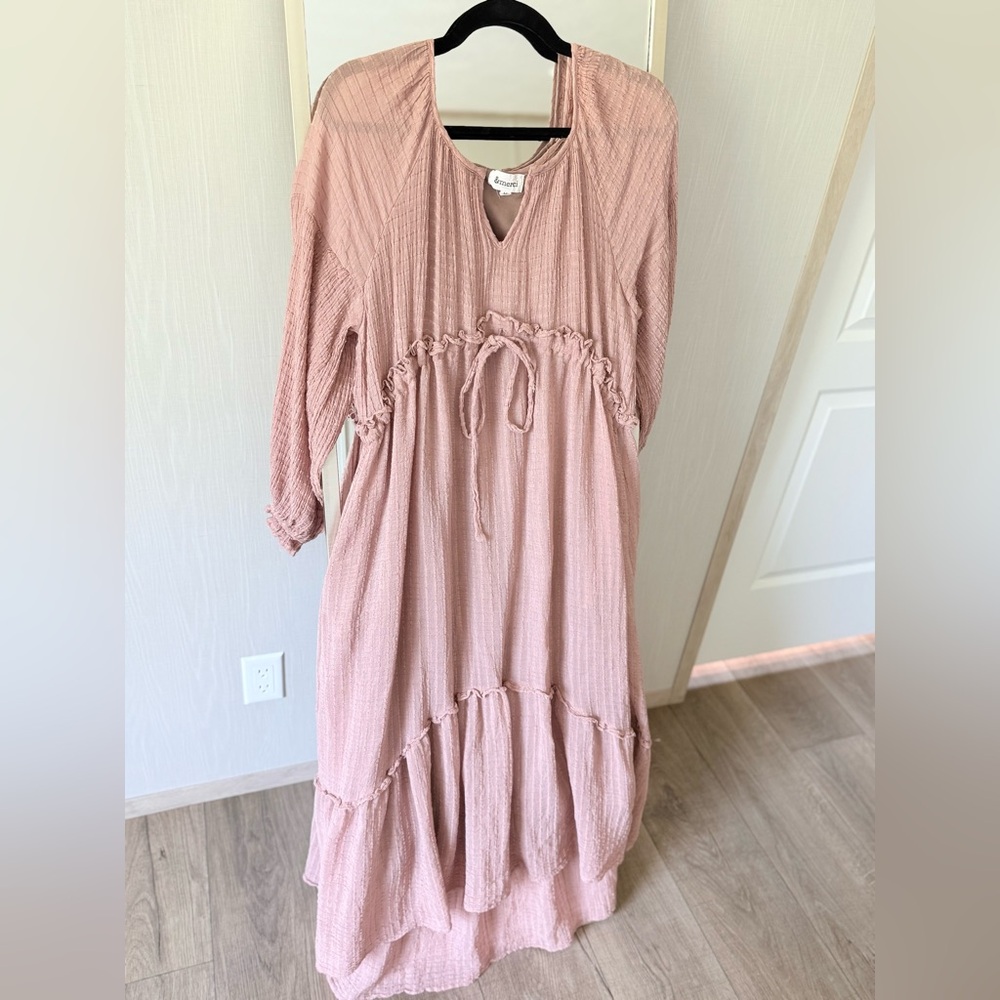 Long Sleeve Blush Tiered Maxi Dress